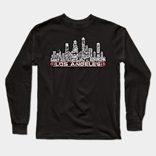 Los Angeles Baseball Team All Time Legends, Los Angeles City Skyline Vintage Long Sleeve T-Shirt